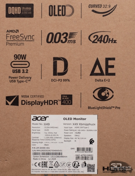 Обзор игрового QD-OLED DQHD-монитора Acer Predator X49X