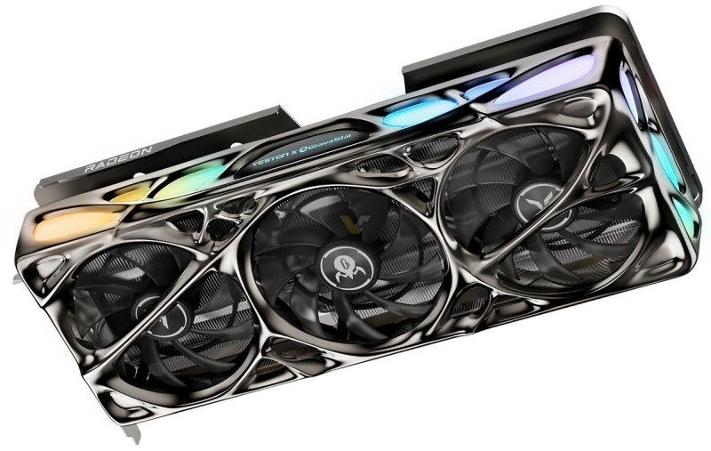 Yeston представила Radeon RX 9070 XT Mercury Nova с футуристическим дизайном в стиле старых видеокарт EVGA Kingpin