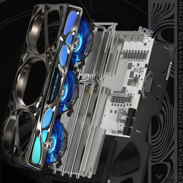 Yeston представила Radeon RX 9070 XT Mercury Nova с футуристическим дизайном в стиле старых видеокарт EVGA Kingpin