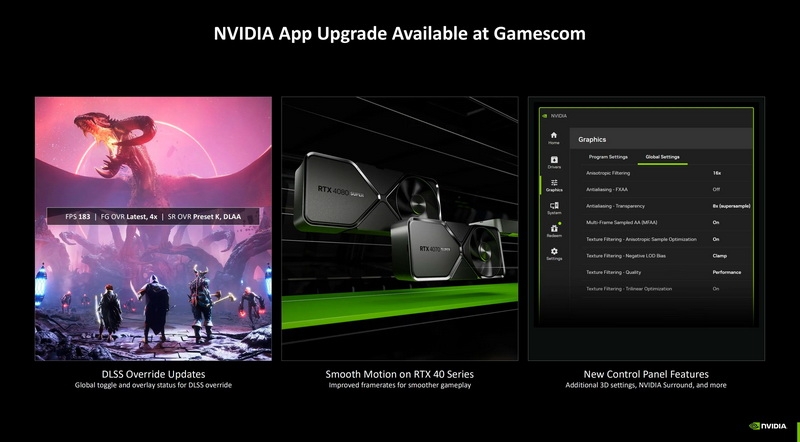 Nvidia выпустила драйвер с поддержкой Smooth Motion и глобальными настройками DLSS Override для карт RTX 40-й серии