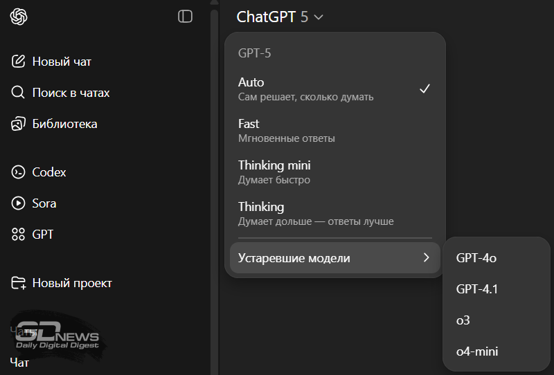OpenAI вернула выбор ИИ-моделей в ChatGPT — включая четвёрку устаревших